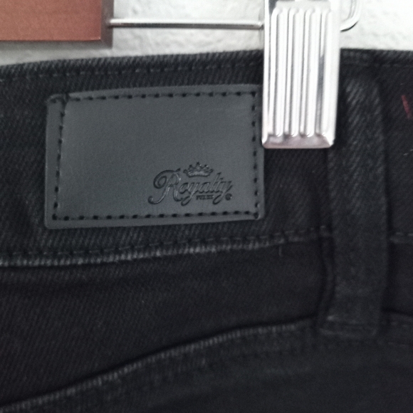 Vintage Royalty12 32x27 High Rise Button Fly Raw Hem Straight Jeans Black - Picture 5 of 14